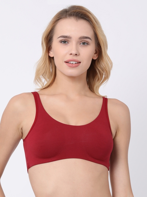 

BRAYOLA Maroon Solid Non-Wired Non Padded Sports Bra VRS1014