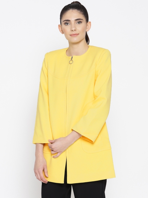 

OVS Women Yellow Solid Collarless Coat
