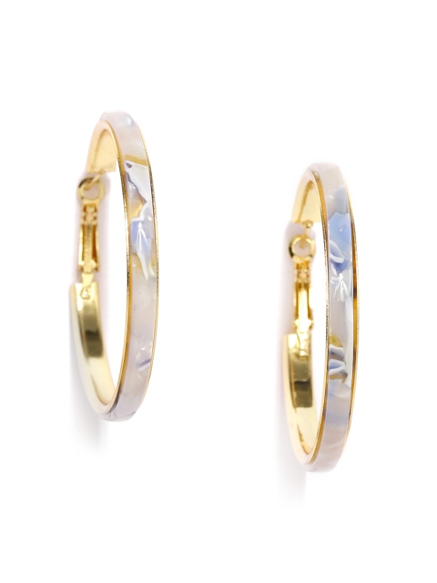 

justpeachy White Enamelled Circular Hoop Earrings