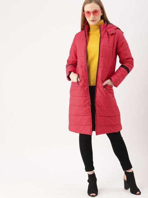 

DressBerry Women Coral Red Solid Puffer Jacket