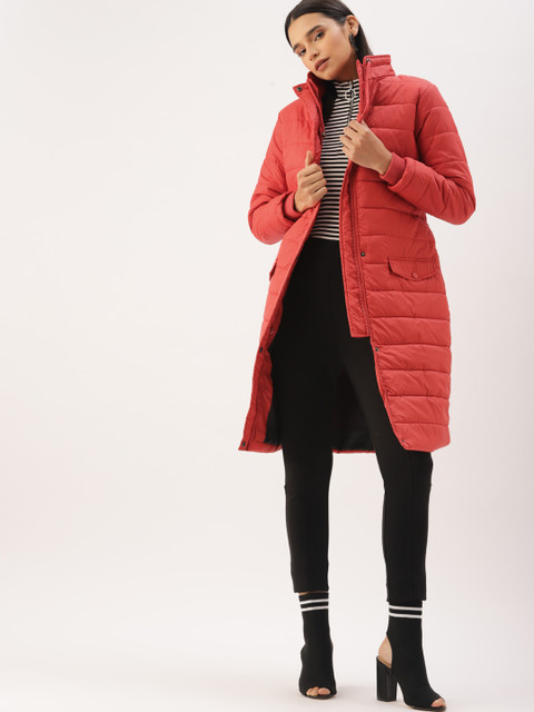 

DressBerry Women Rust Red Solid Puffer Jacket