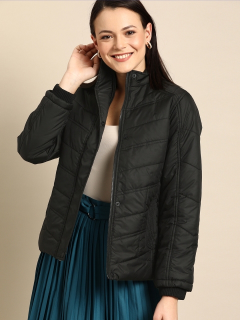

DressBerry Women Black Solid Padded Jacket