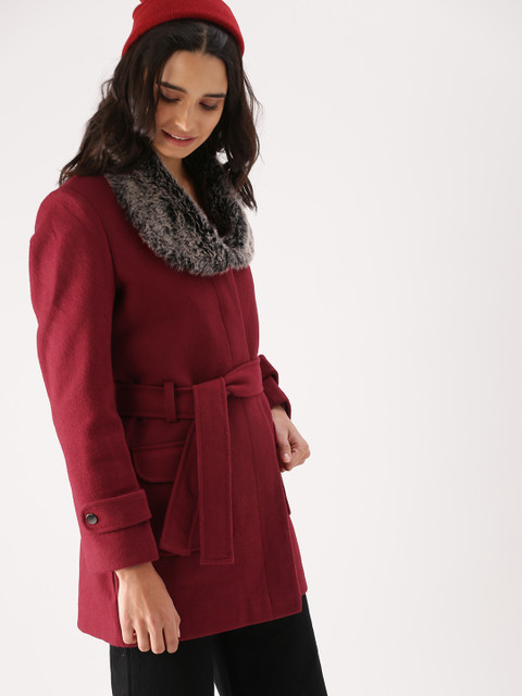 

DressBerry Wine Red Trench Coat