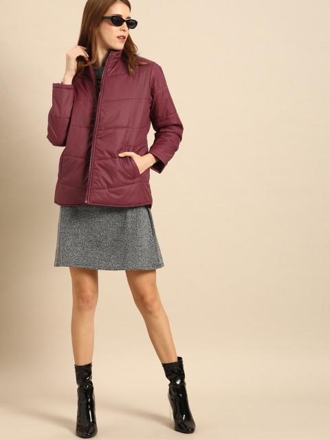 

DressBerry Women Maroon Solid Padded Jacket