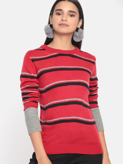 

DressBerry Women Red Striped Sweater