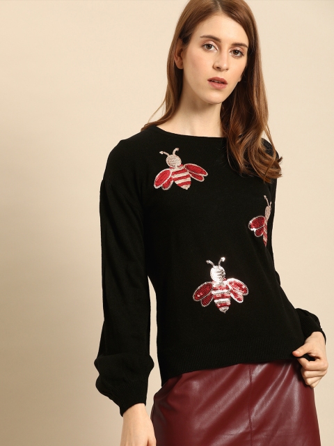 

DressBerry Women Black Embellished Sweater