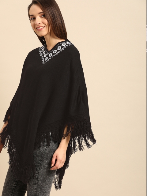 

DressBerry Women Black Solid Sweater Poncho