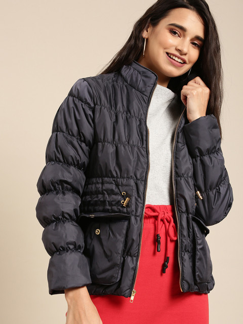 

DressBerry Women Navy Blue Solid Puffer Jacket