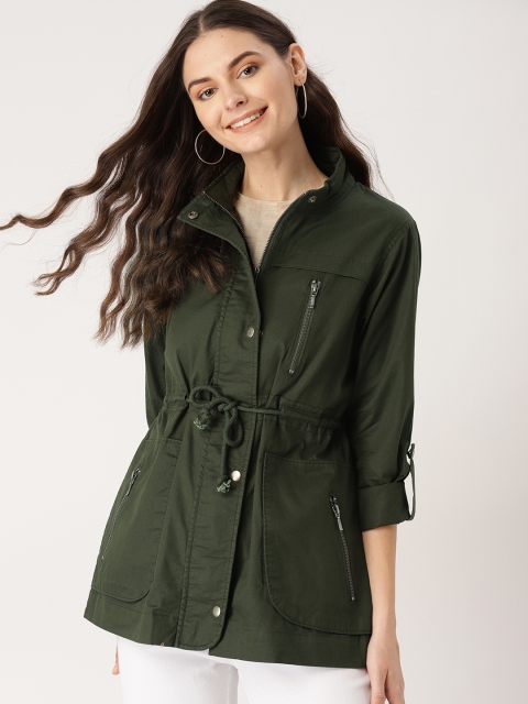

DressBerry Women Olive Green Solid Tailored Jacket