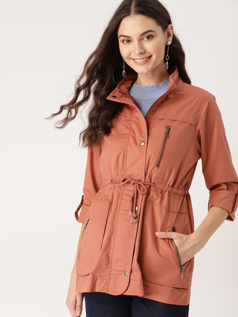 

DressBerry Women Rust Orange Solid Tailored Jacket