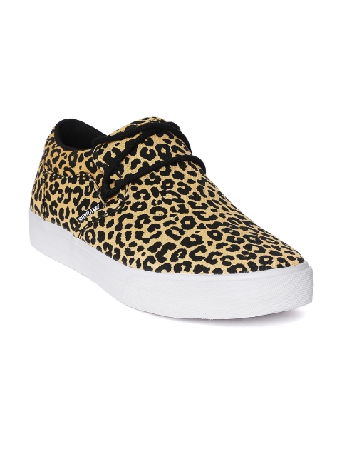 

Supra Men Mustard Yellow & Black Animal Print Cuba Sneakers