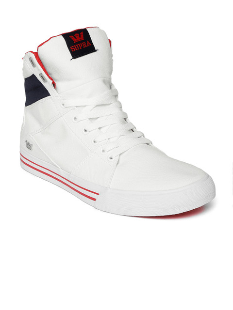

Supra Men Off-White Aluminum Solid Mid-Top Sneakers