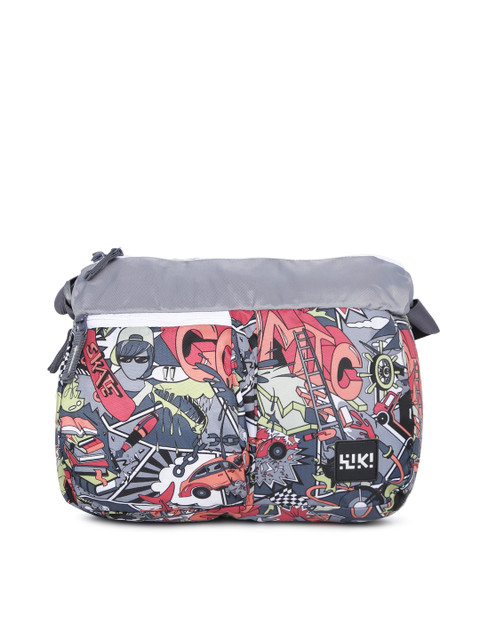 

Wildcraft Unisex Grey & Red Wiki Fling-it Printed Messenger Bag