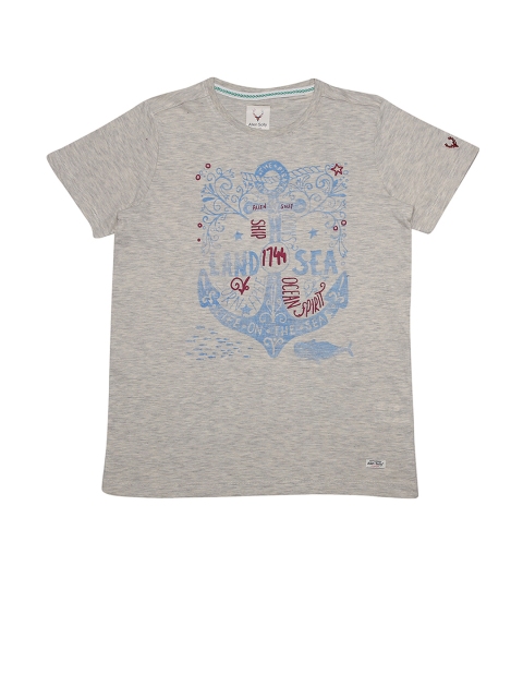 

Allen Solly Junior Boys Grey Melange Printed Round Neck T-shirt