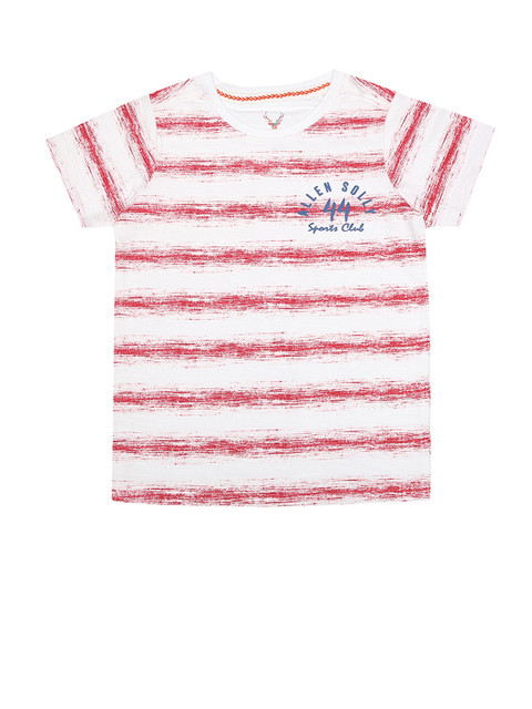 

Allen Solly Junior Boys White & Red Striped Round Neck T-shirt
