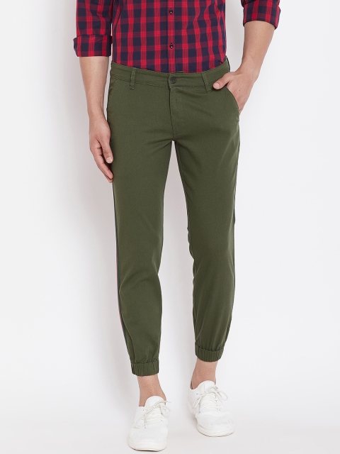 

Canary London Men Olive Green Smart Slim Fit Solid Joggers