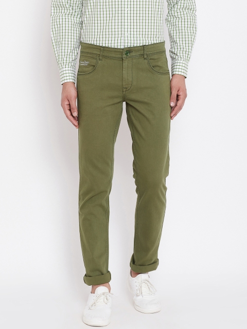 

Canary London Men Olive Green Smart Slim Fit Low-Rise Clean Look Stretchable Jeans