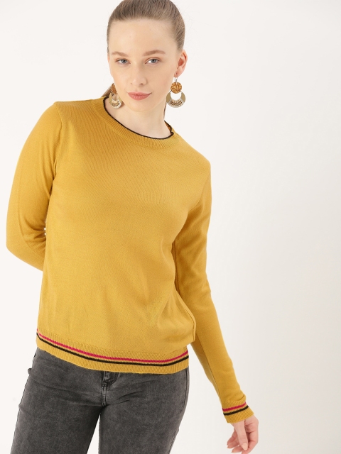

DressBerry Women Mustard Yellow Solid Sweater