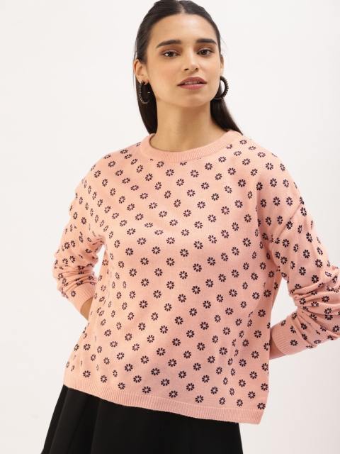 

DressBerry Women Peach-Coloured & Black Printed Sweater