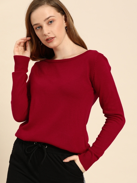 

DressBerry Women Red Solid Pullover Sweater