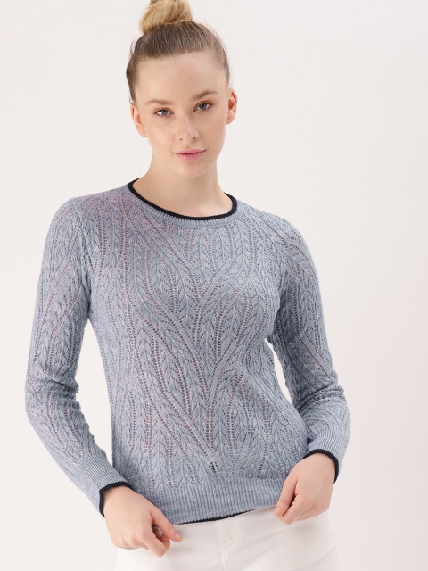 

DressBerry Women Lavender Self-Design Sweater