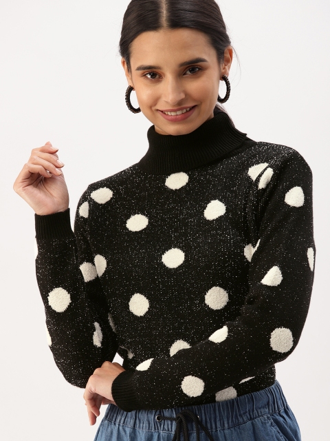 

DressBerry Women Black & White Self-Design Sweater