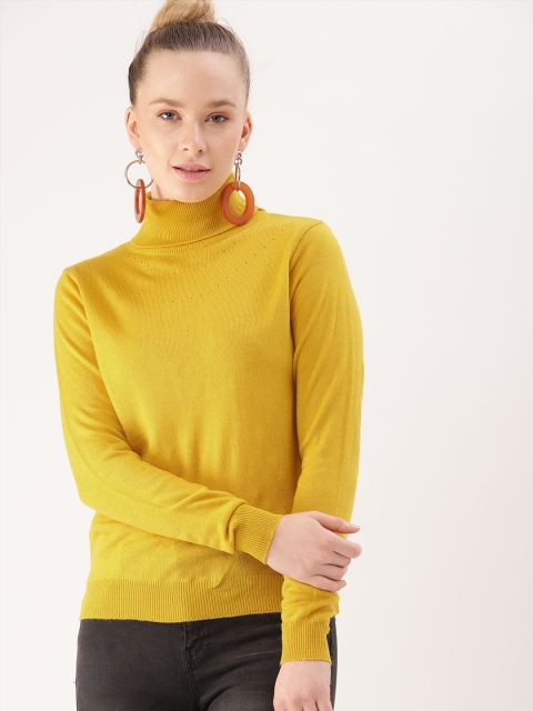 

DressBerry Women Mustard Yellow Solid Sweater