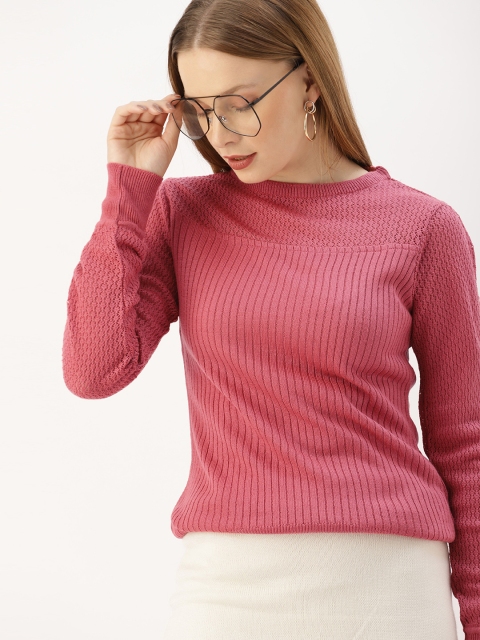 

DressBerry Women Pink Sels Striped Pullover Sweater