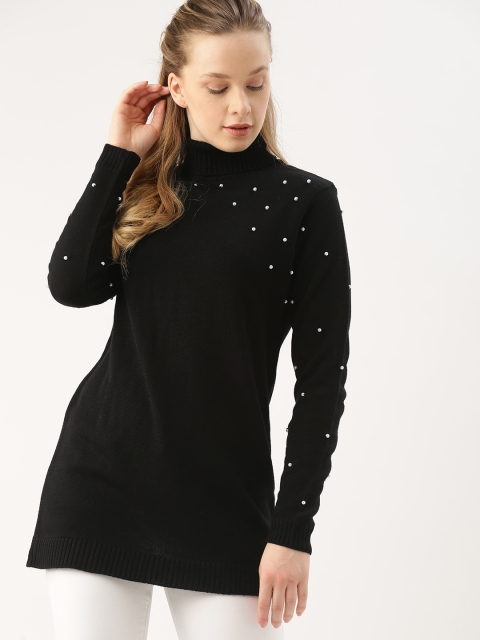 

DressBerry Women Black Pullover with Embellished Detail