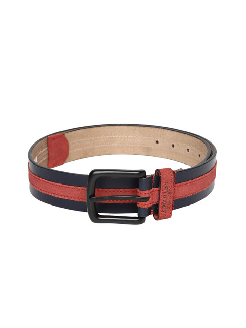 

U.S. Polo Assn. Men Navy & Red Leather Belt, Navy blue