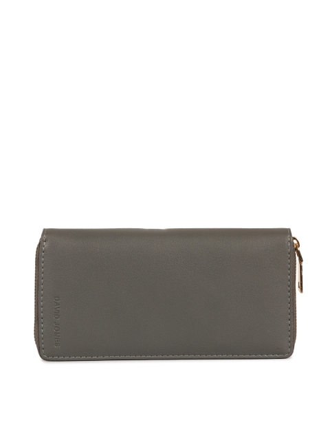 

David Jones Women Grey Solid Zip Around Wallet