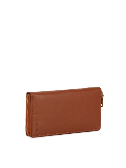 

David Jones Women Brown Solid Zip Around Wallet