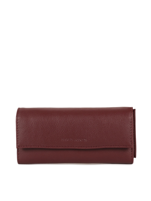 

David Jones Women Maroon Solid Two Fold Wallet
