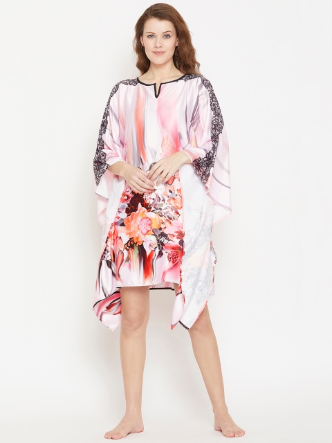 

The Kaftan Company Women White & Red Printed Nightdress LW_PY_ANDROMEDA30, Off white