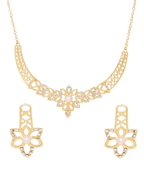 

Voylla Gold-Toned Brass-Plated CZ-Studded Handcrafted Jewellery Set