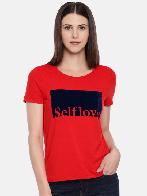 

Vero Moda Women Red Printed Round Neck T-shirt
