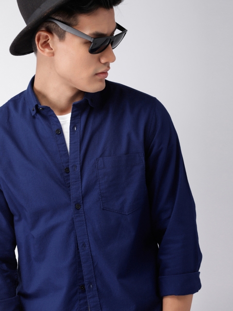 

Harvard Men Navy Blue Regular Fit Solid Casual Shirt