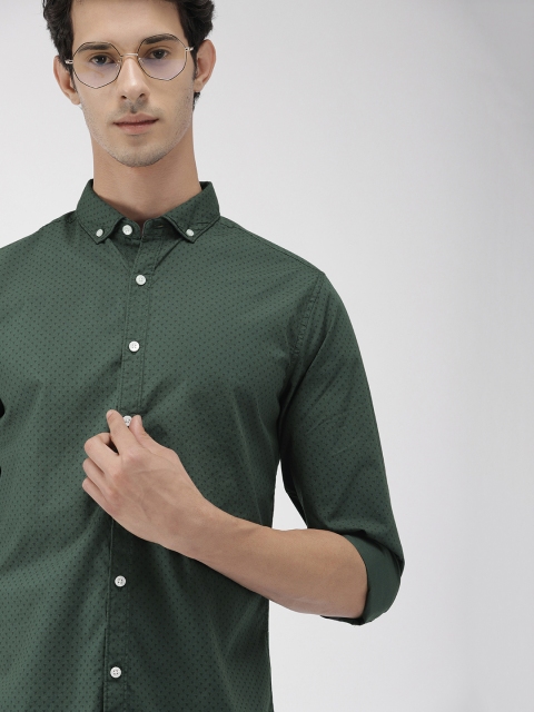 

Harvard Men Olive Green & Black Regular Fit Printed Casual Shirt