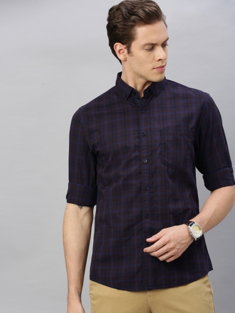 

Harvard Men Brown & Blue Regular Fit Checked Casual Shirt