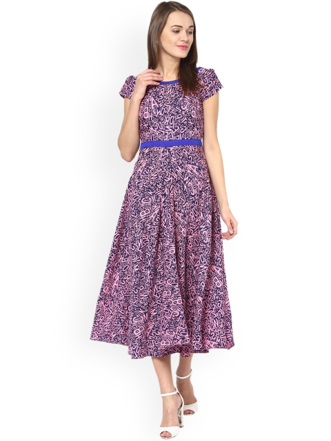 

MBE Women Pink Printed Maxi Dress
