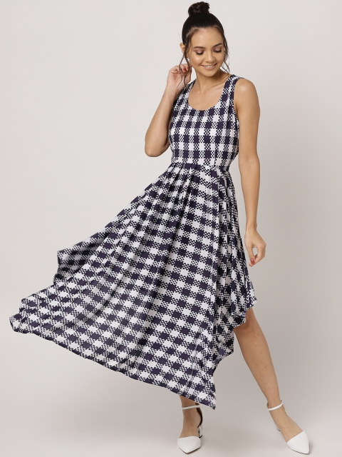 

MBE Women Checked Black & Off-White Maxi Dress