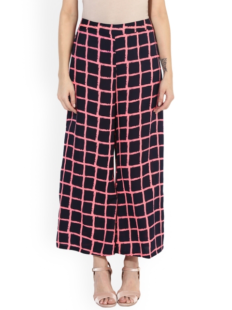 

MBE Women Pink Wide Leg Checked Palazzos