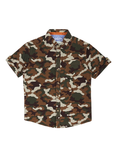 

Pantaloons Junior Boys Olive Green Regular Fit Printed Casual Shirt