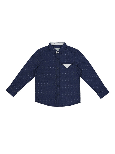 

Pantaloons Junior Boys Blue Regular Fit Printed Party Shirt