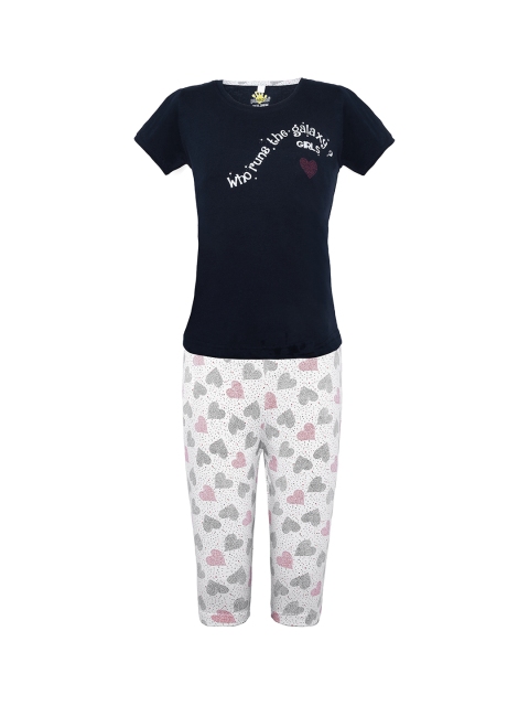 

Punkster Girls Navy Blue Printed Night suit 13190