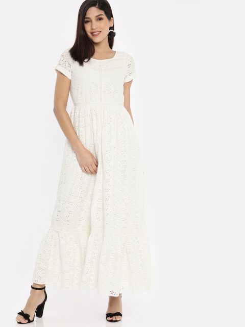 

Vero Moda Women White Self Design Maxi Dress