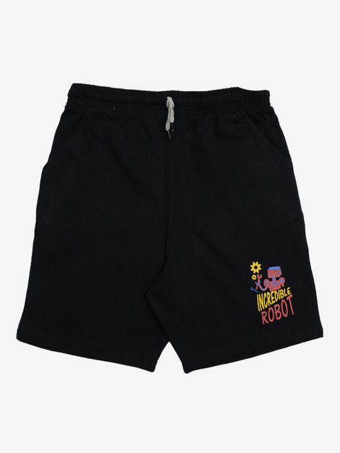 

TINY HUG Boys Black Solid Regular Fit Regular Shorts