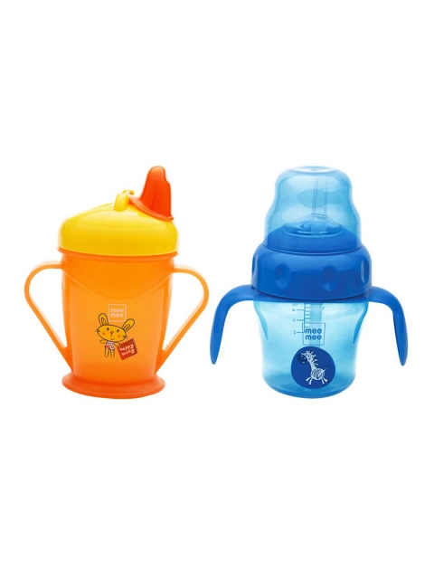 

MeeMee Kids Set of 2 Easy Grip & Spout and Straw Sipper Cups, Blue