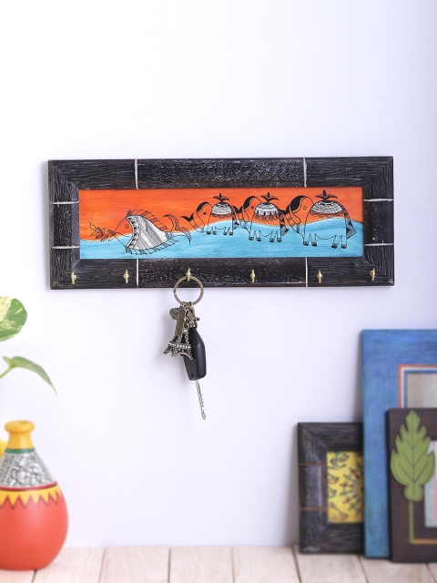 

VarEesha Brown Elephant Family Key Holder with Six Hooks, Blue