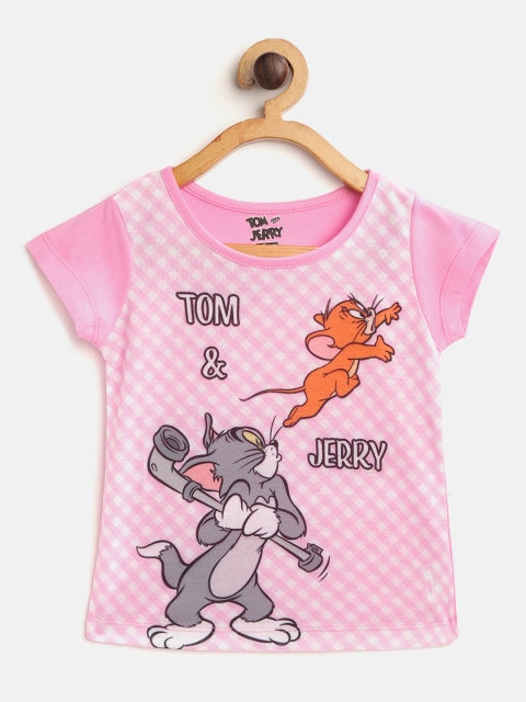 

Eteenz Girls Pink & White Tom & Jerry Print Top